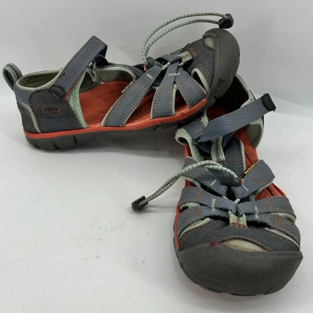 Keen Newport H2 Waterproof‎ Hiking Sandals Gray With Orange Kids Size 4